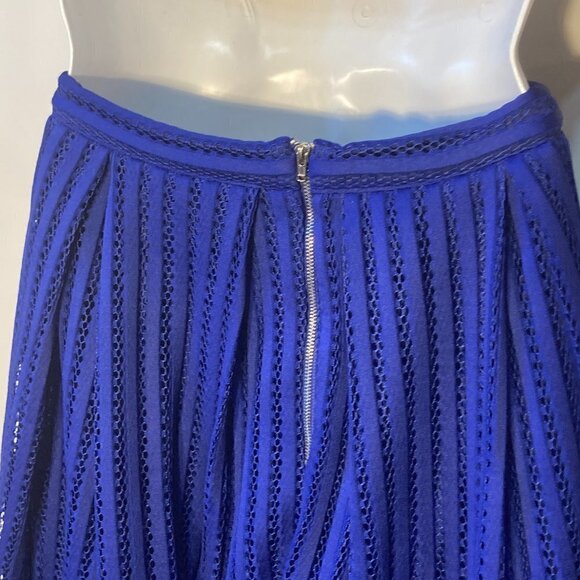Soprano SZ M dressy sapphire blue print striped mesh unique flare skirt - Picture 5 of 8